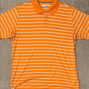 Columbia Orange Polo with White Stripes